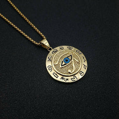 Buddha Stones Eye of Horus Protection Necklace Pendant - Gold - image 0