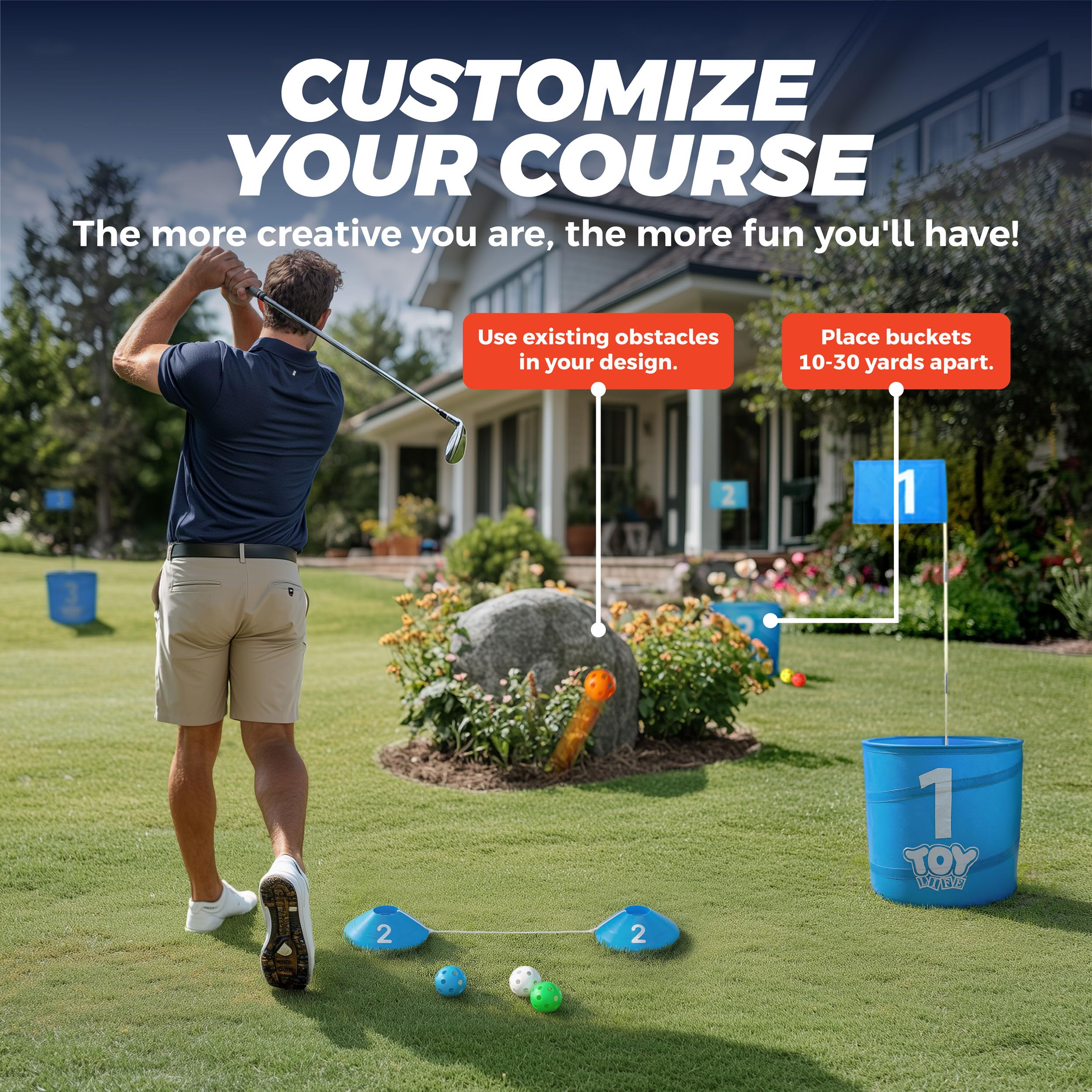 Fidtoy Juego de 6 hoyos de práctica de golf azul