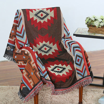 Buddha Stones Tibetan Geometric Hand-Dyed Craftsman Blanket Blanket BS 8