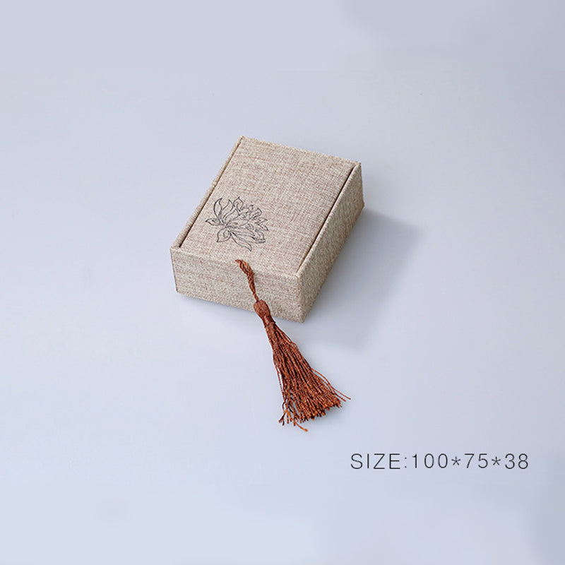 Buddha Stones Lotus Pattern Jewelry Storage Box Gift Box Tassels Decorations BS 6