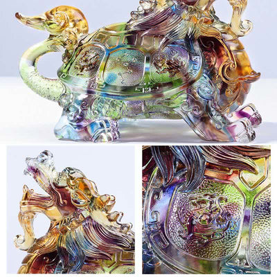 Buddha Stones Feng Shui Dragon Turtle Handmade Liuli Crystal Art Piece Home Office Decoration Decorations BS 9