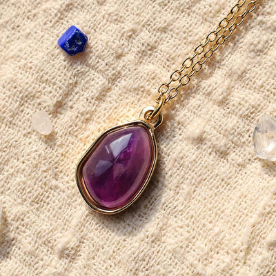 Foviel Natural Green Aventurine Amethyst Rose Quartz Blessing Necklace Pendant