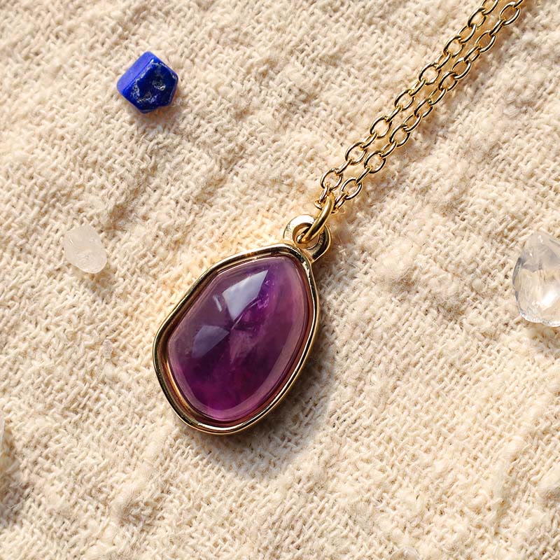 Foviel Natural Green Aventurine Amethyst Rose Quartz Blessing Necklace Pendant