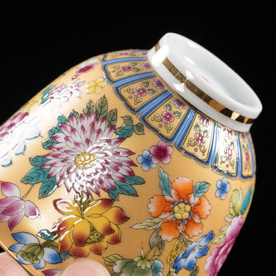 Buddha Stones Peony Flowers Ceramic Gaiwan Sancai Teacup Kung Fu Tea Cup And Saucer With Lid Cup BS 5