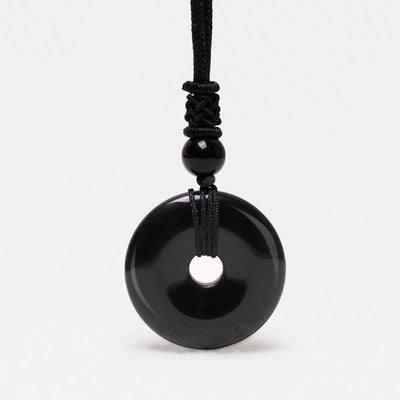 Buddha Stones Lucky Coin Pendant Healing Crystal Gemstone Necklace Necklaces & Pendants BS Black Onyx