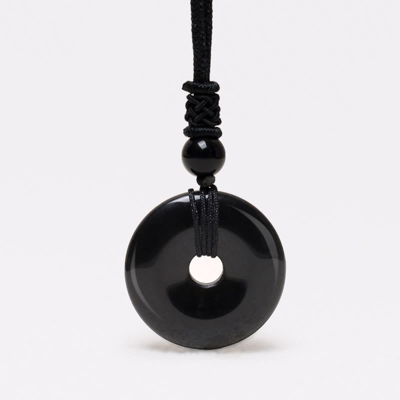 Buddha Stones Lucky Coin Pendant Healing Crystal Gemstone Necklace Necklaces & Pendants BS Black Onyx