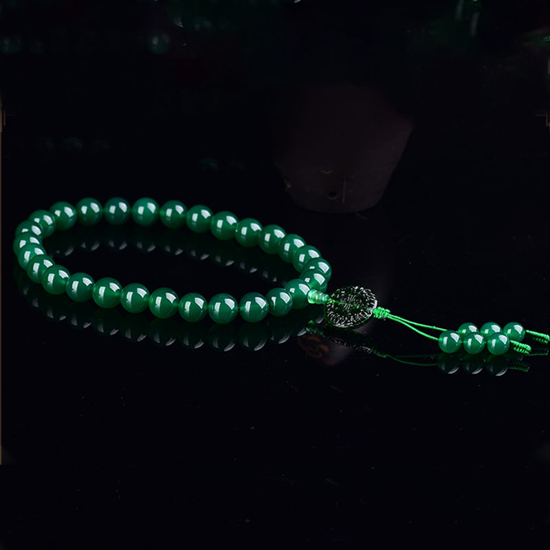 Buddha Stones Natural Green Agate Wrist Mala Manifestation Pocket Mala Car Decoration Wrist Mala&Decorations BS 5