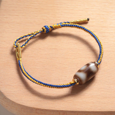 Buddha Stones Tibetan Three-eyed Dzi Bead Luck Happiness Bracelet Bracelet BS 1
