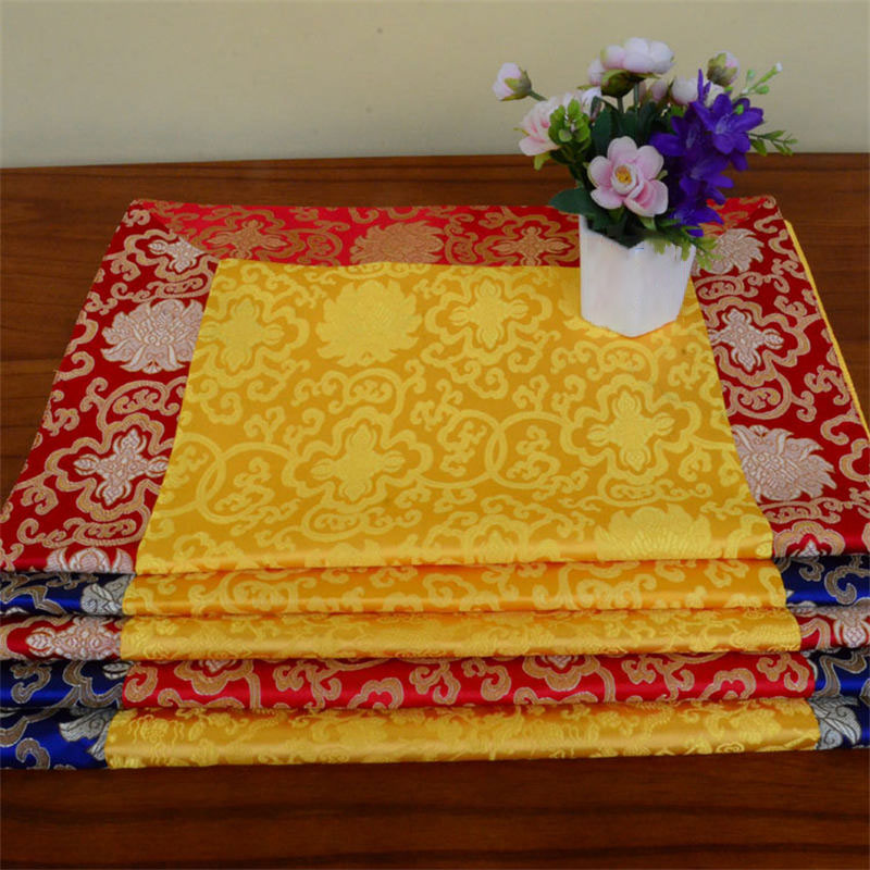 Buddha Stones Brocade Prayer Altar Flower Vajra Dragon Pattern Auspicious Symbols Table Runner Prayer Altar BS 1