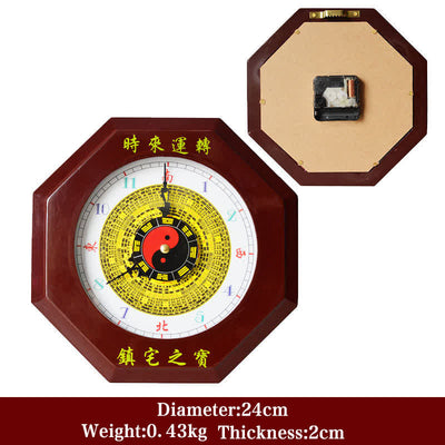 Buddha Stones Feng Shui Bagua Map Balance Energy Map Wall Clock Bagua Map BS Dark Red Bagua Map&Wall Clock 24cm