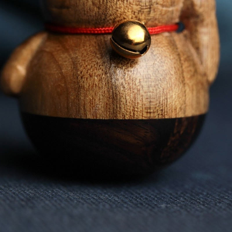 Buddha Stones Mini Lucky Cat Kitten Phoebe Zhennan Wood Blessing Decoration Decorations BS 15