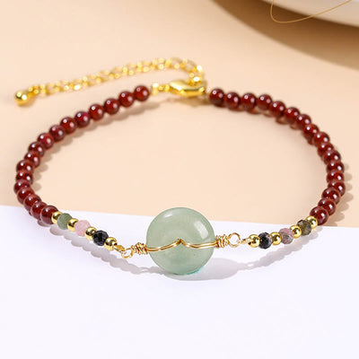 Buddha Stones Natural Garnet Peace Buckle Bead Calm Bracelet Bracelet BS 4