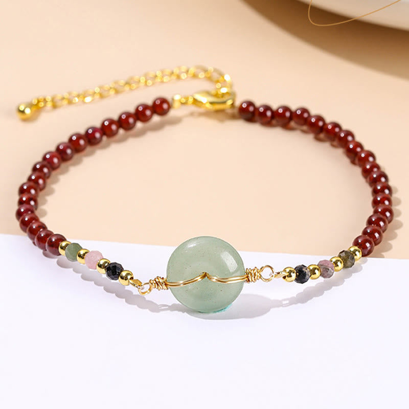 Buddha Stones Natural Garnet Peace Buckle Bead Calm Bracelet Bracelet BS 4