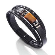 Foviel Tiger Eye Power Magnetic Buckle Multilayered Leather Bracelet