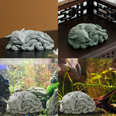 Buddha Stones Small Nine Tailed Fox Protection Home Tea Pet Figurine Decoration Decorations BS 6