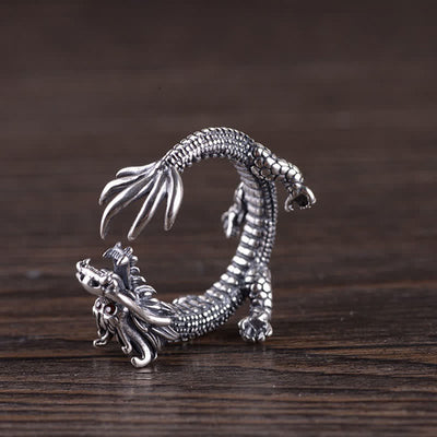 Foviel 925 Sterling Silver Dragon Luck Protection Ring