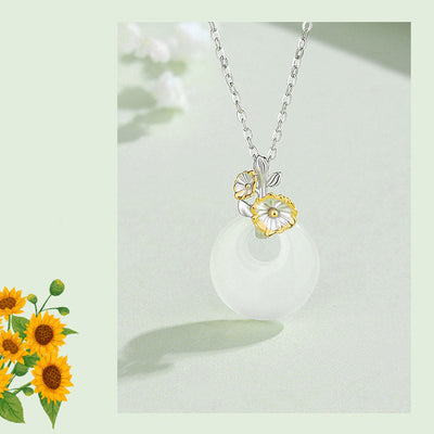 Buddha Stones 925 Sterling Silver Round Chalcedony Twelve Months Flower Harmony Necklace Pendant Necklaces & Pendants BS 16