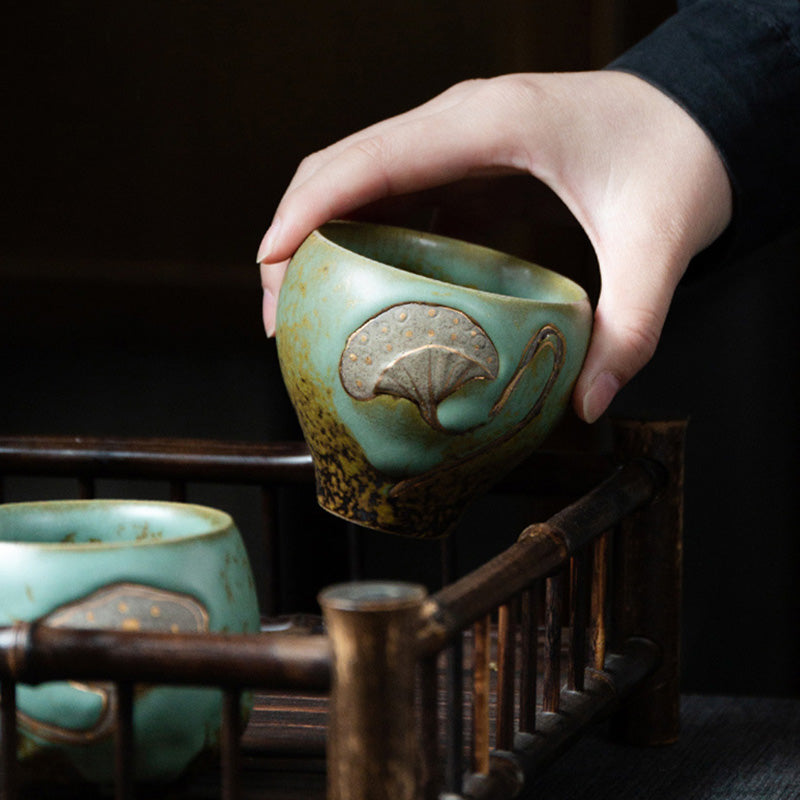 Buddha Stones Lotus Pod Engraved Teacup Kung Fu Tea Cup Cup BS 2