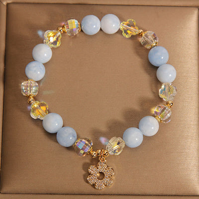 Buddha Stones Natural Aquamarine Flower Healing Crystal Bracelet Bracelet BS 3