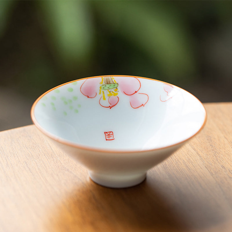 Buddha Stones Mandala Flower Koi Fish Lotus Bird Persimmons Teacup Kung Fu Tea Cup 50ml Cup BS Lotus Flowers 8.3cm*3.3cm*50ml