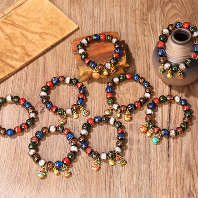 Buddha Stones Five Elements Gold Swallowing Beast Family Charm Liuli Glass Bead Luck Bracelet Bracelet BS 11