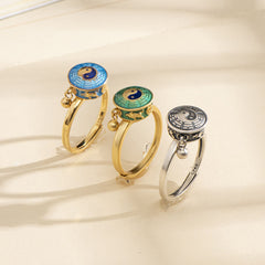 Buddha Stones Yin Yang Copper Luck Wealth Rotatable Ring Rings BS main