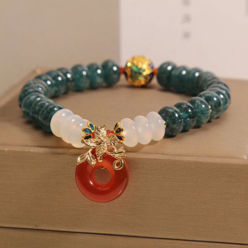Buddha Stones Jade White Agate Red Agate Peace Buckle Abacus Beads Luck Bracelet Bracelet BS 2