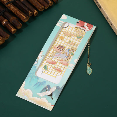 Buddha Stones Elk Koi Fish Crane Nine-Tailed Fox Metal Brass Hollow Bookmark Bookmarks BS Elk