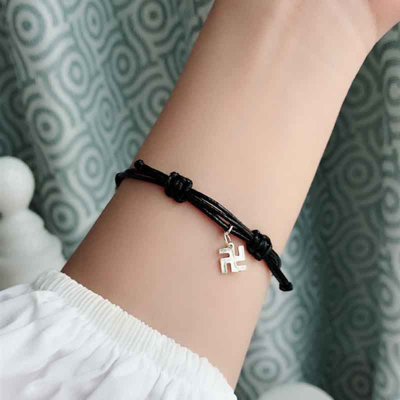 Foviel 925 Sterling Silber rote Schnur Glück Stärke Braid Armband