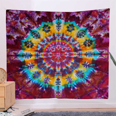 Bohemian Mandala Pattern Tapestry Wall Hanging Wall Art Focus Creativity Home Living Room Decor Tapestry BS Dark Red 150*230cm