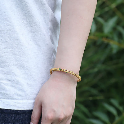 Buddha Stones Cyan Jade Copper Auspicious Clouds Calm Healing Bracelet Bangle Bracelet Bangle BS 7