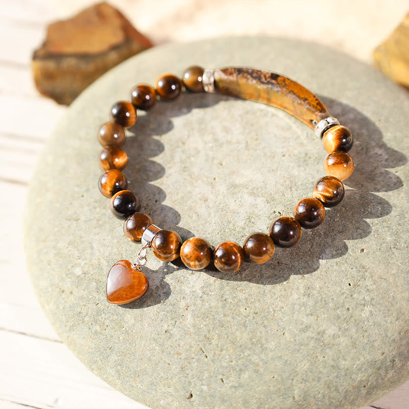 Foviel Natural Quartz Love Heart Healing Beads Bracelet