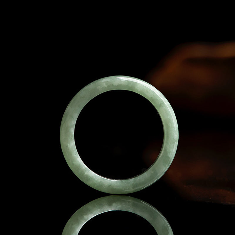 Buddha Stones Natural Jade Prosperity Abundance Ring Ring BS 8