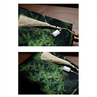 Buddha Stones Bamboo Leaves Butterfly Koi Fish Bamboo Handles Handbag Handbags BS 11