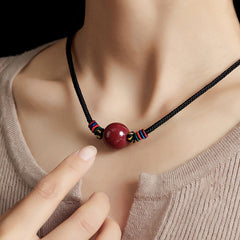 Buddha Stones Cinnabar Bead Blessing String Necklace Pendant Necklaces & Pendants BS 20mm