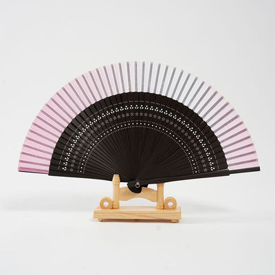 Buddha Stones Gradient Color Hollow Engraved Handheld Bamboo Folding Fan Folding Fan BS Gradient Pink 20cm