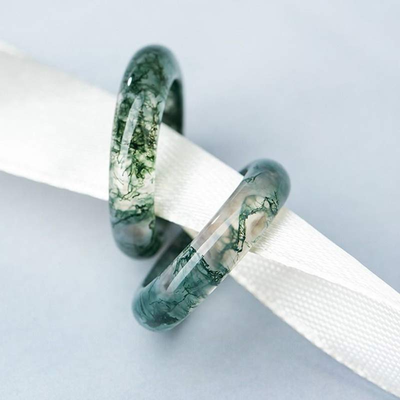 Foviel Moss Achat spirituell Balance Ring