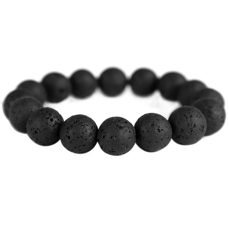 Bracelet de guérison Foviel en roche volcanique, bois d'ébène et œil de tigre