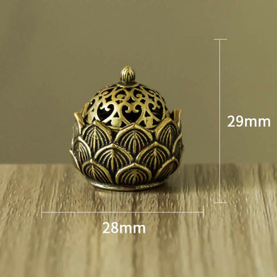 Buddha Stones Tibetan Mini Lotus Pattern Meditation Copper Incense Burner Incense Burner BS 7