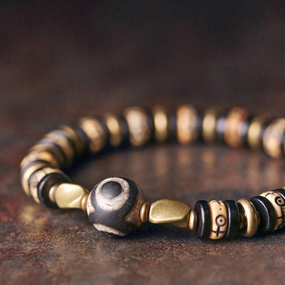 Foviel Tibetan Bone Beads Ebony Wood Strength Bracelet