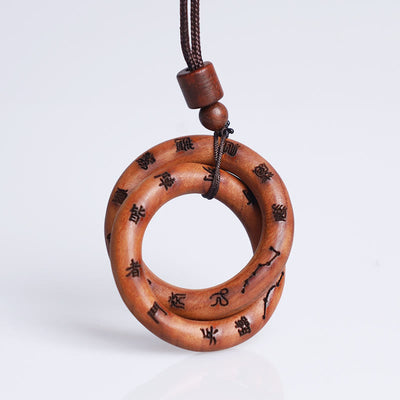 Buddha Stones Lightning Struck Jujube Wood Taoist Yin Yang Ring Qiankun Circle Leizu Taboo Luck Necklace Pendant  2