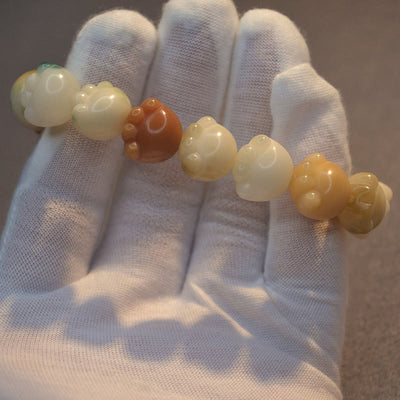 Buddha Stones Multilayered Bodhi Seed Cute Cat Paw Calm Harmony Bracelet Bracelet BS 8