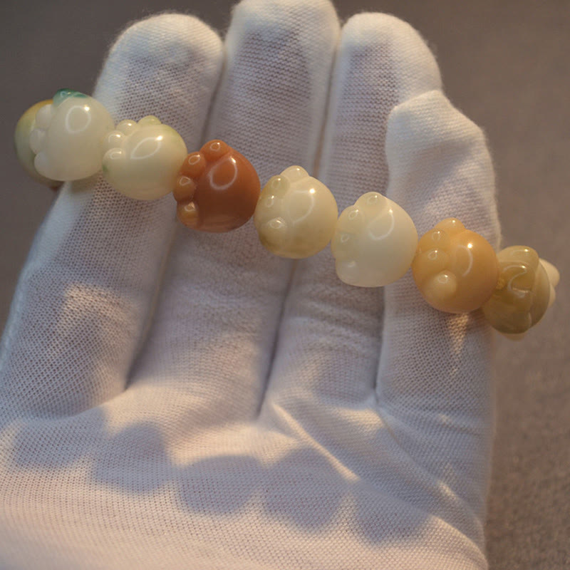Buddha Stones Multilayered Bodhi Seed Cute Cat Paw Calm Harmony Bracelet Bracelet BS 8