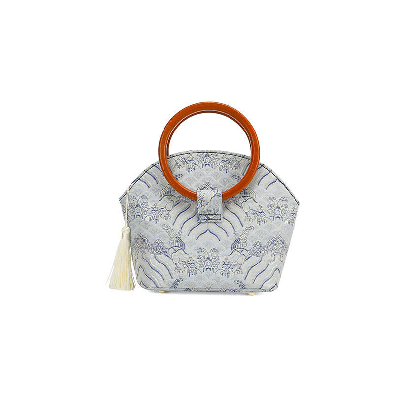 Buddha Stones Auspicious Clouds Shell Print Handbag Handbags BS 2