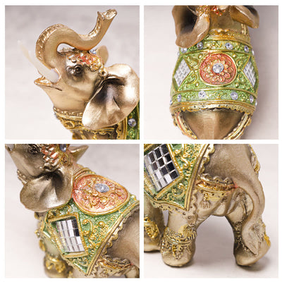 Buddha Stones Lucky Feng Shui Green Elephant Statue Sculpture Wealth Figurine Gift Home Decoration Decorations BS 5