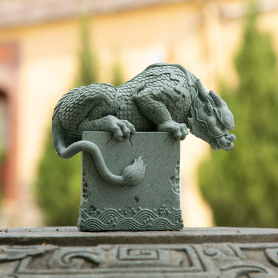 Buddha Stones Feng Shui Standing Sitting Dragon Success Luck Home Decoration Decorations BS Sitting Dragon 16*16*9cm