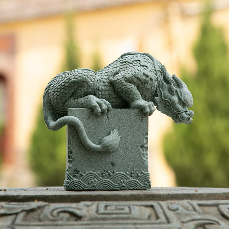 Buddha Stones Feng Shui Standing Sitting Dragon Success Luck Home Decoration Decorations BS Sitting Dragon 16*16*9cm