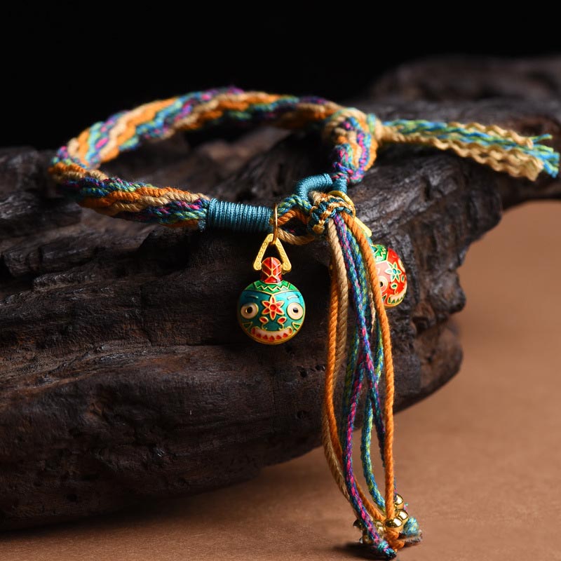 Buddha Stones Gold Swallowing Beast Family Luck Reincarnation Knot Braid Colorful String Bracelet Bracelet BS 8