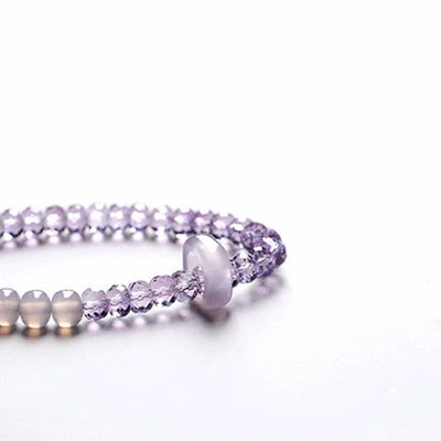Buddha Stones Natural Amethyst Crystal Meditation Healing Bracelet Bracelet BS 19
