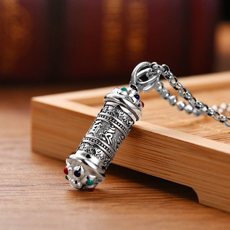 Buddha Stones Tibetan Om Mani Padme Hum Focus Necklace Pendant Necklaces & Pendants BS 1